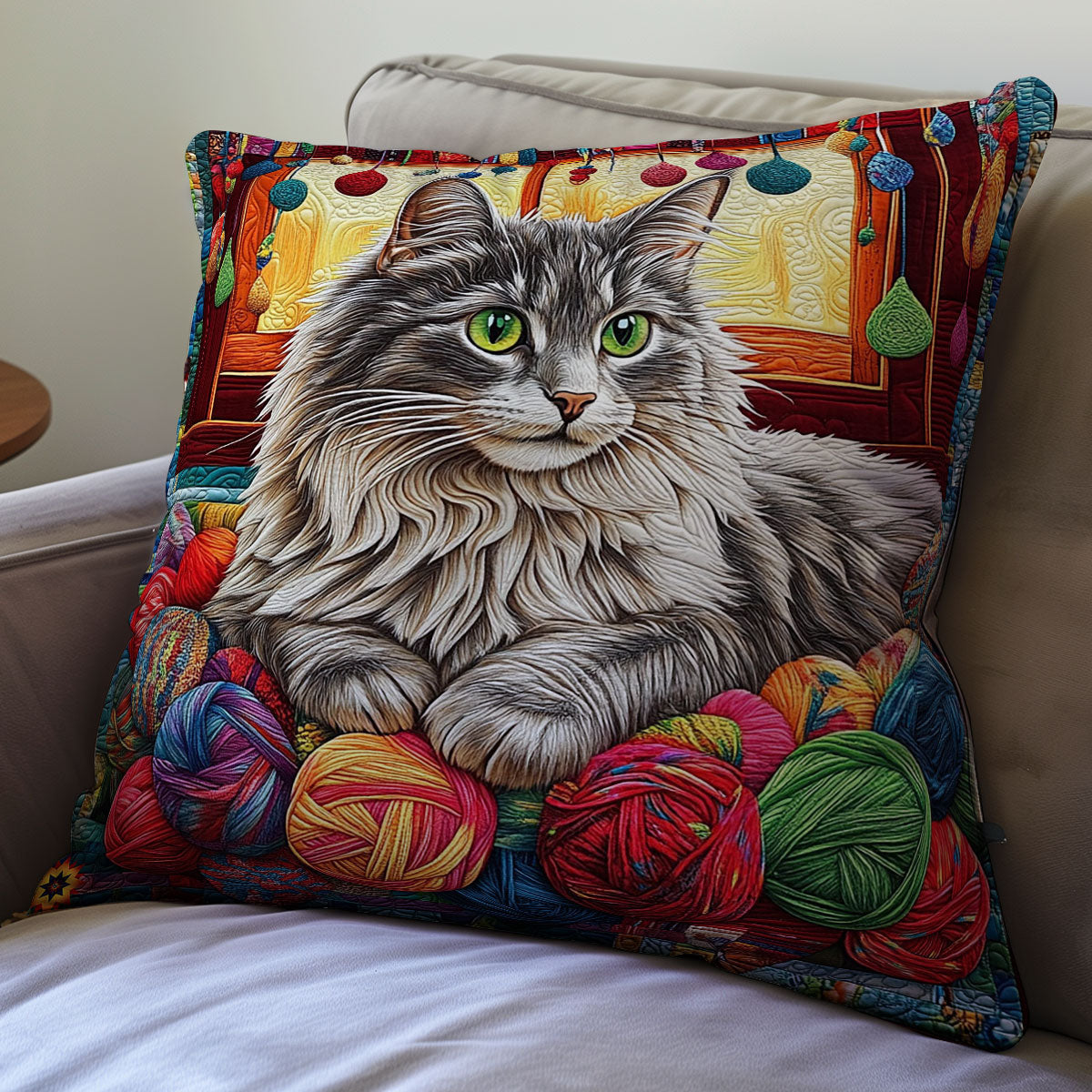 Maine Coon In Yarn WY2212012CL Quilt Pillow Case