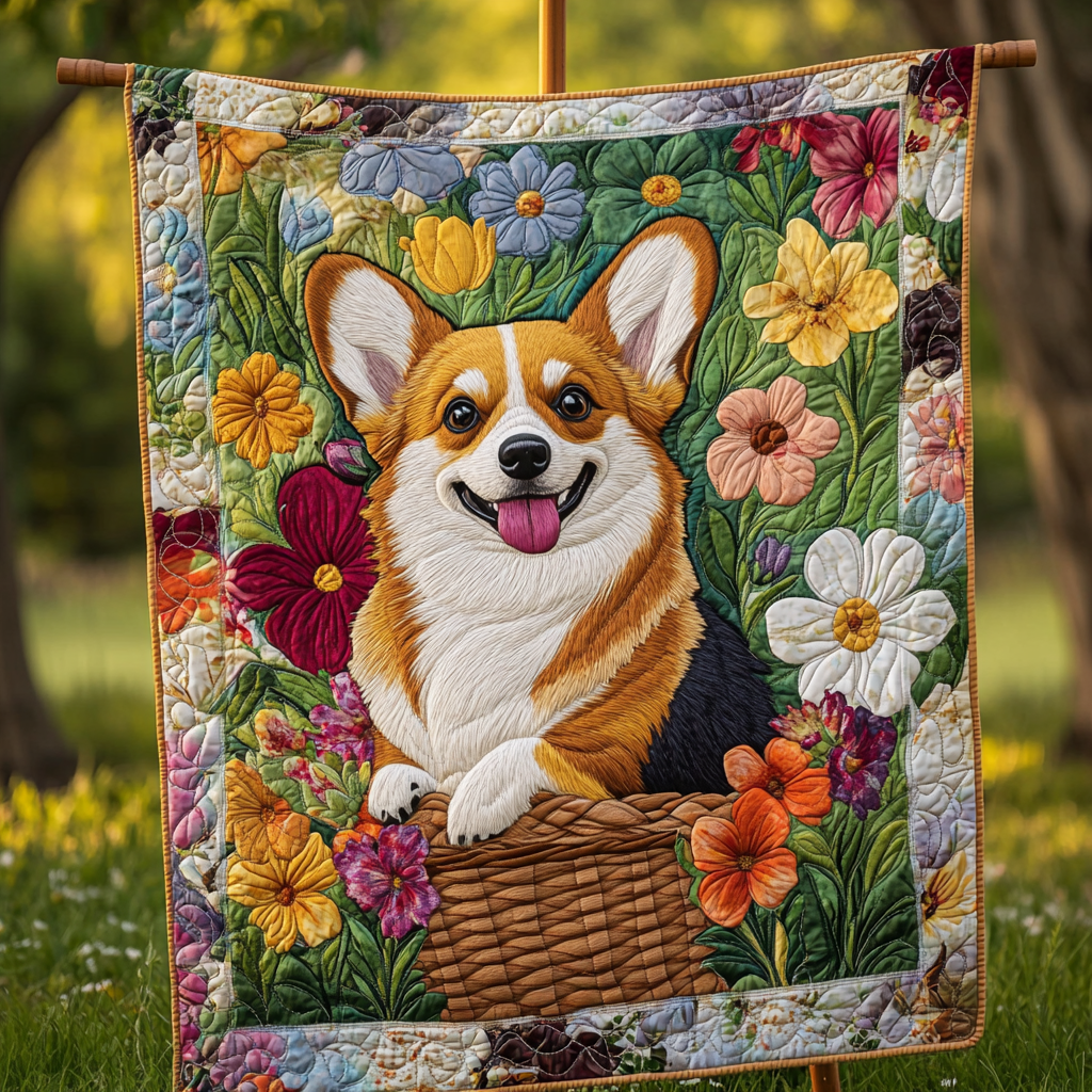 Blossom Corgi Basket WN2309026CL Quilt