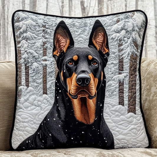 Doberman Dog Snow WT2702085CL Quilt Pillow Case