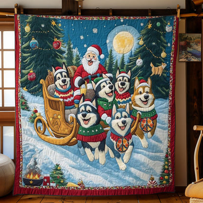 Husky Christmas Sled WN1010067CL Quilt