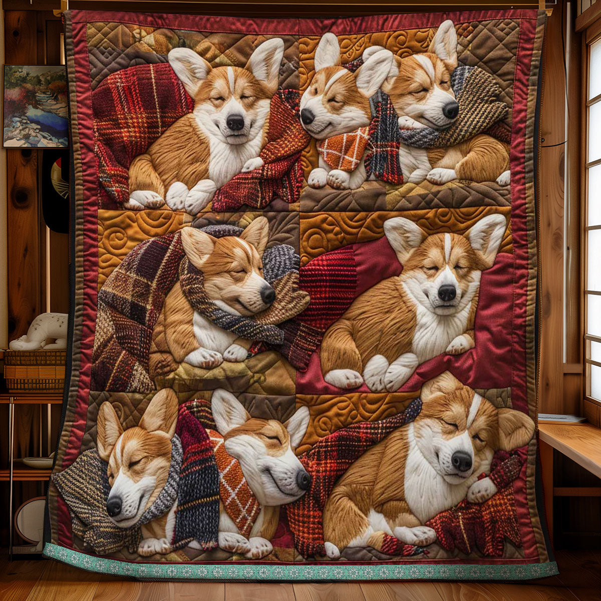 Corgi Cuddle Time WN1209037CL Quilt