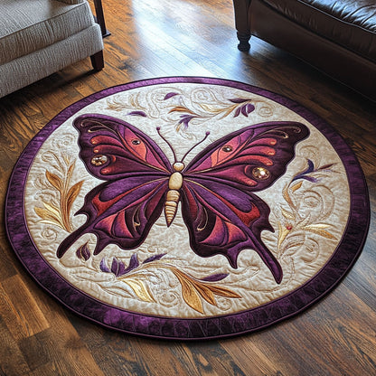 Gem Purple Butterfly WP1403041CL Quilted Round Mat