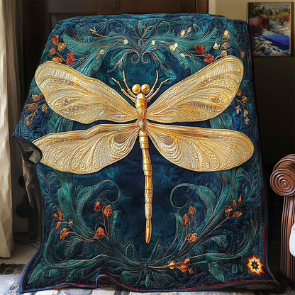 Abstract Gold Dragonfly WY0312016CL Quilt