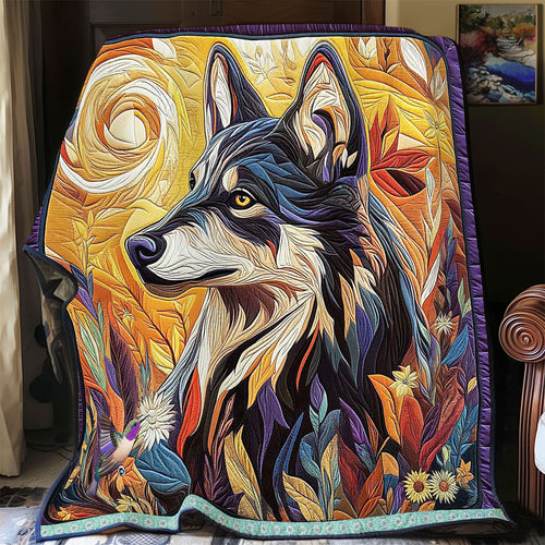 Floral Native American Wolf WP1211042CL Quilt