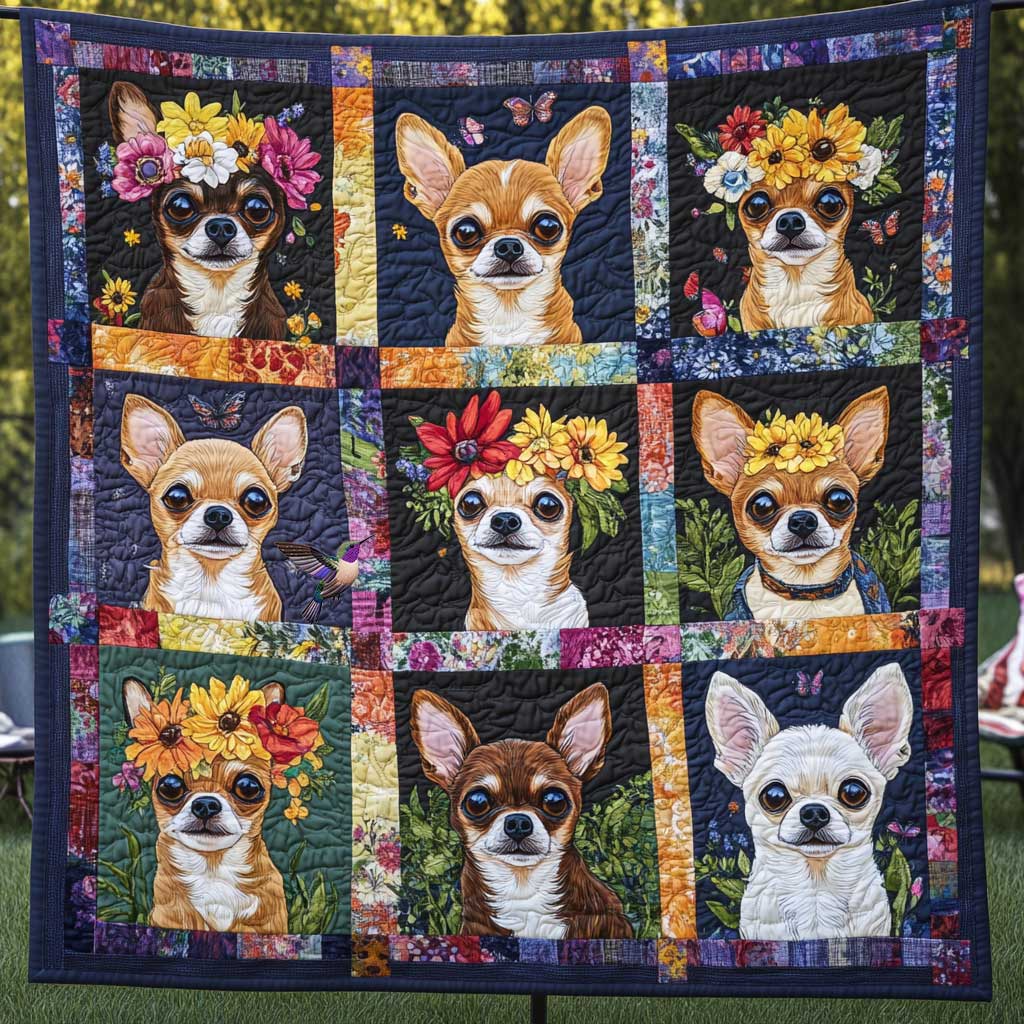 Chihuahua's Floral Crown WN0810015CL Quilt