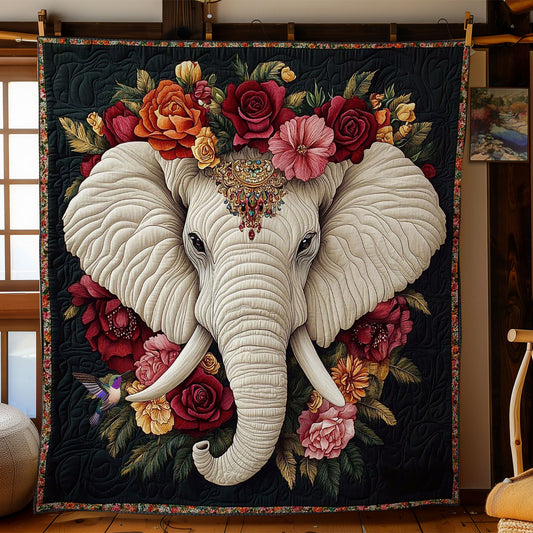 Flower White Elephant WY0512033CL Quilt