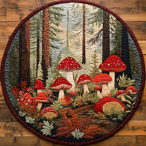 Mushroom Forest CP1504066CL Quilted Round Mat