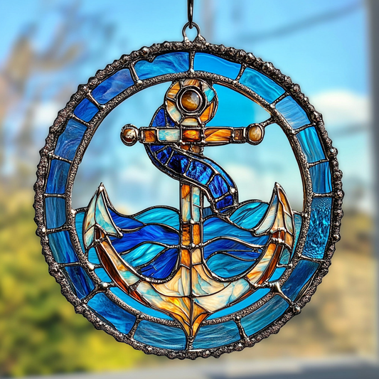 Ocean Anchor WN0611042CL Stained Glass Suncatcher