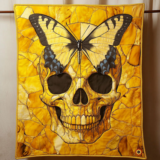 Yellow Butterfly Skull 3010027CL Quilt