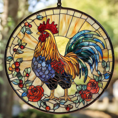 Chicken Glory WN2211074CL Stained Glass Suncatcher