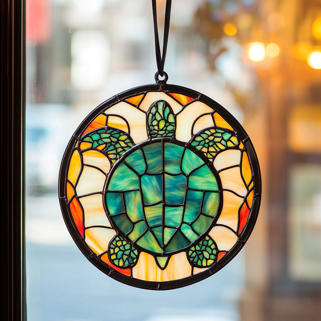 Turtle WJ1911050CL Stained Glass Suncatcher