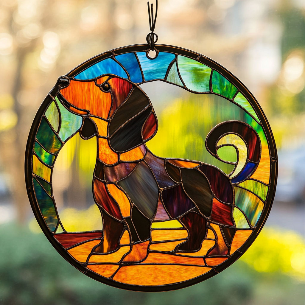 Dachshund WJ0511041CL Stained Glass Suncatcher