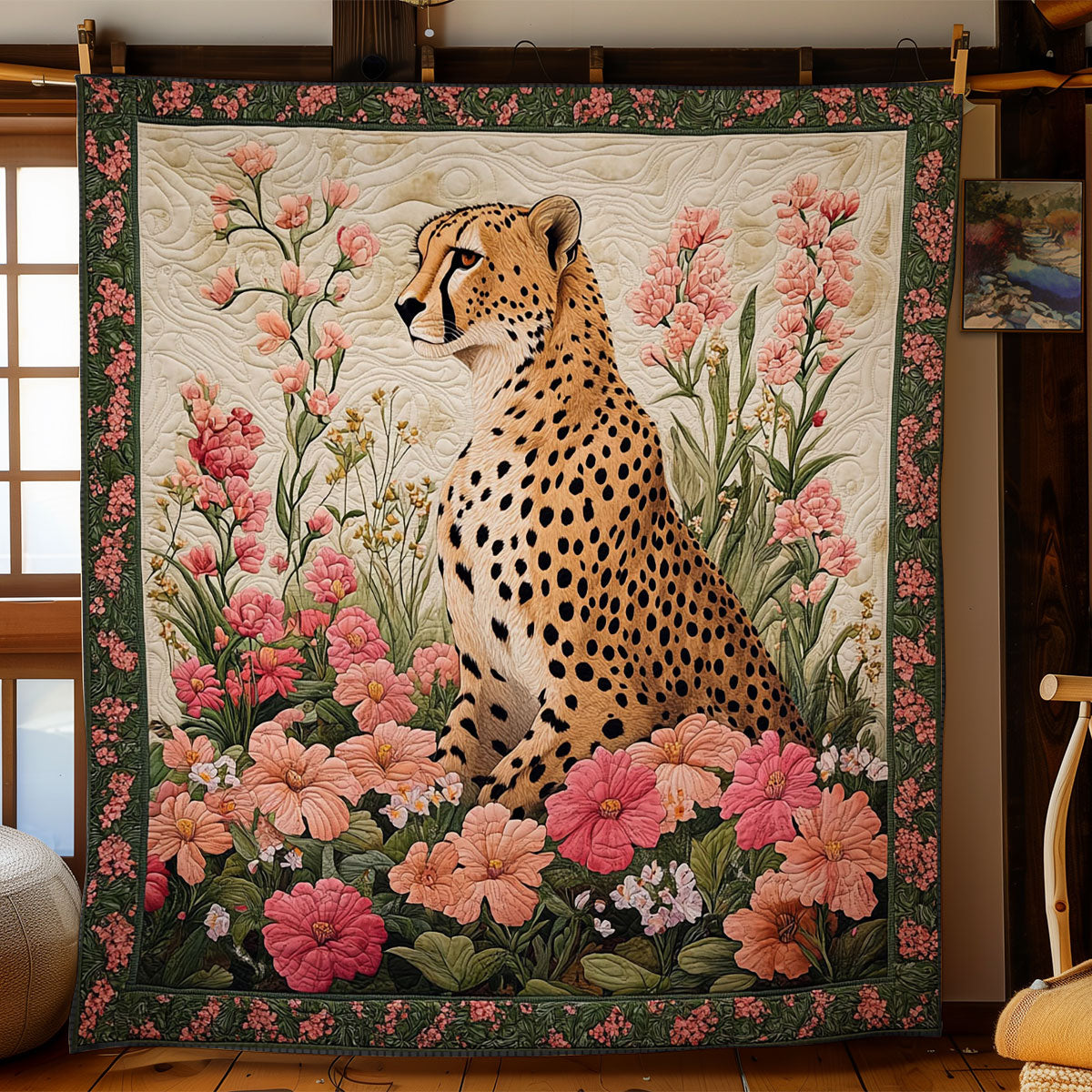 Cheetah In Flower Forest WY0202011CL Quilt