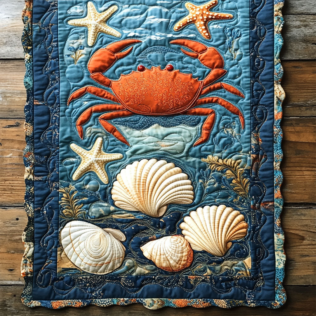 Seashell And Red Crab WY2802078CL Quilted Table Runner