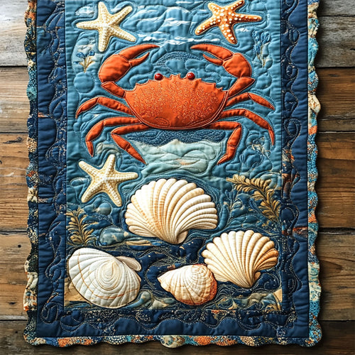 Seashell And Red Crab WY2802078CL Quilted Table Runner