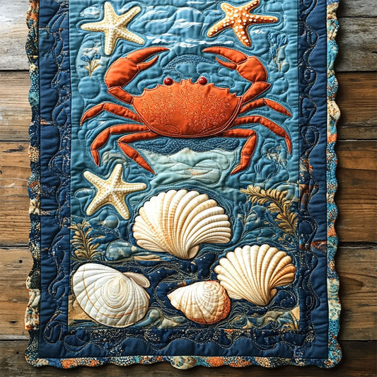 Seashell And Red Crab WY2802078CL Quilted Table Runner