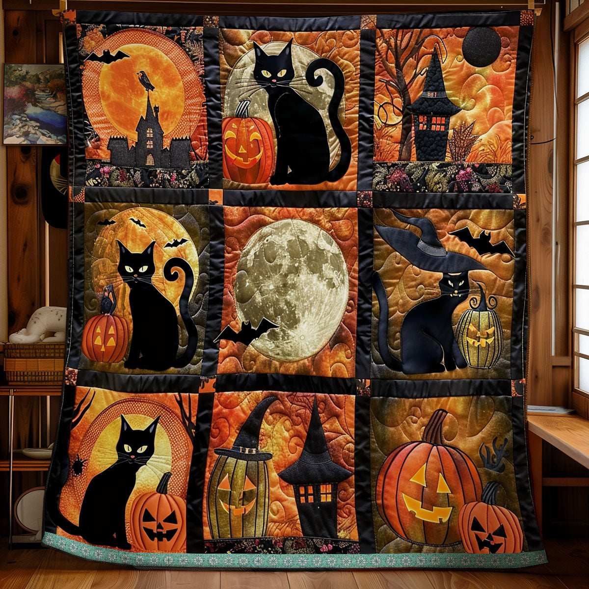 Cat And Bat Halloween WN1309055CL Quilt