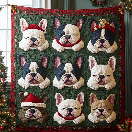 Sleeping French Bulldog Christmas Night XR0210016CL Quilt