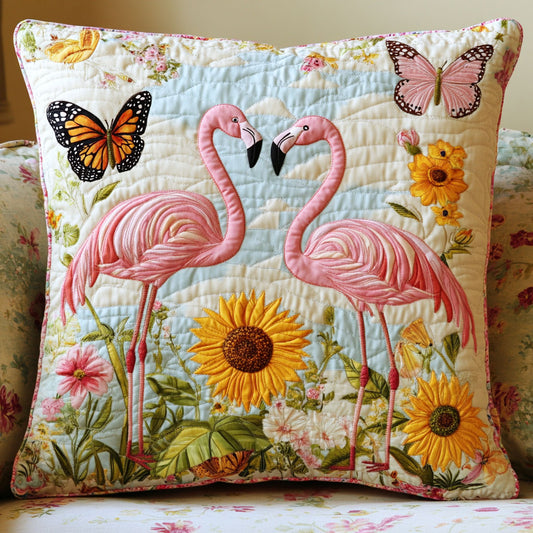 Pink Flamingo Sunflower WT0703058CL Quilt Pillow Case