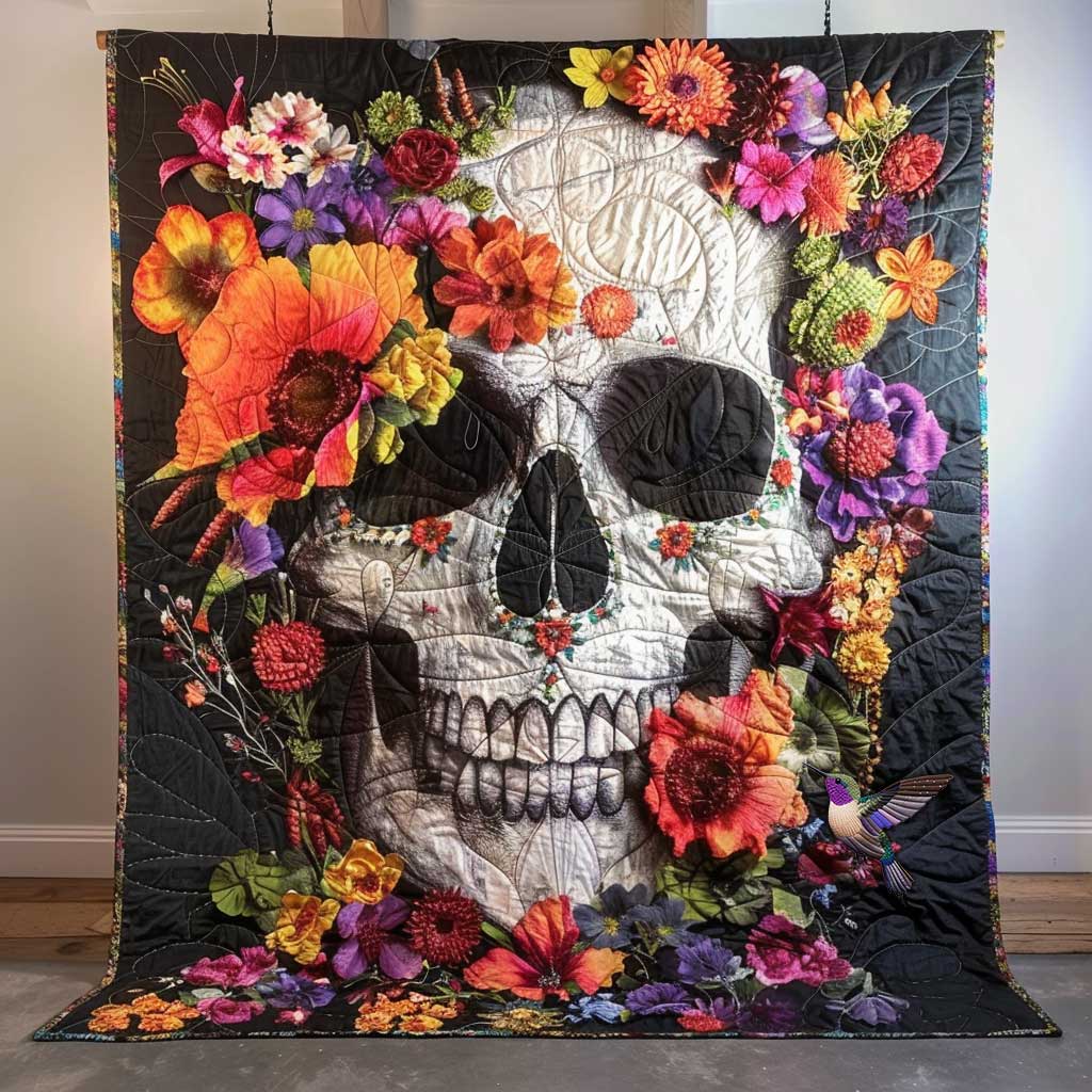 Skull And Blooms WN2110057CL Quilt