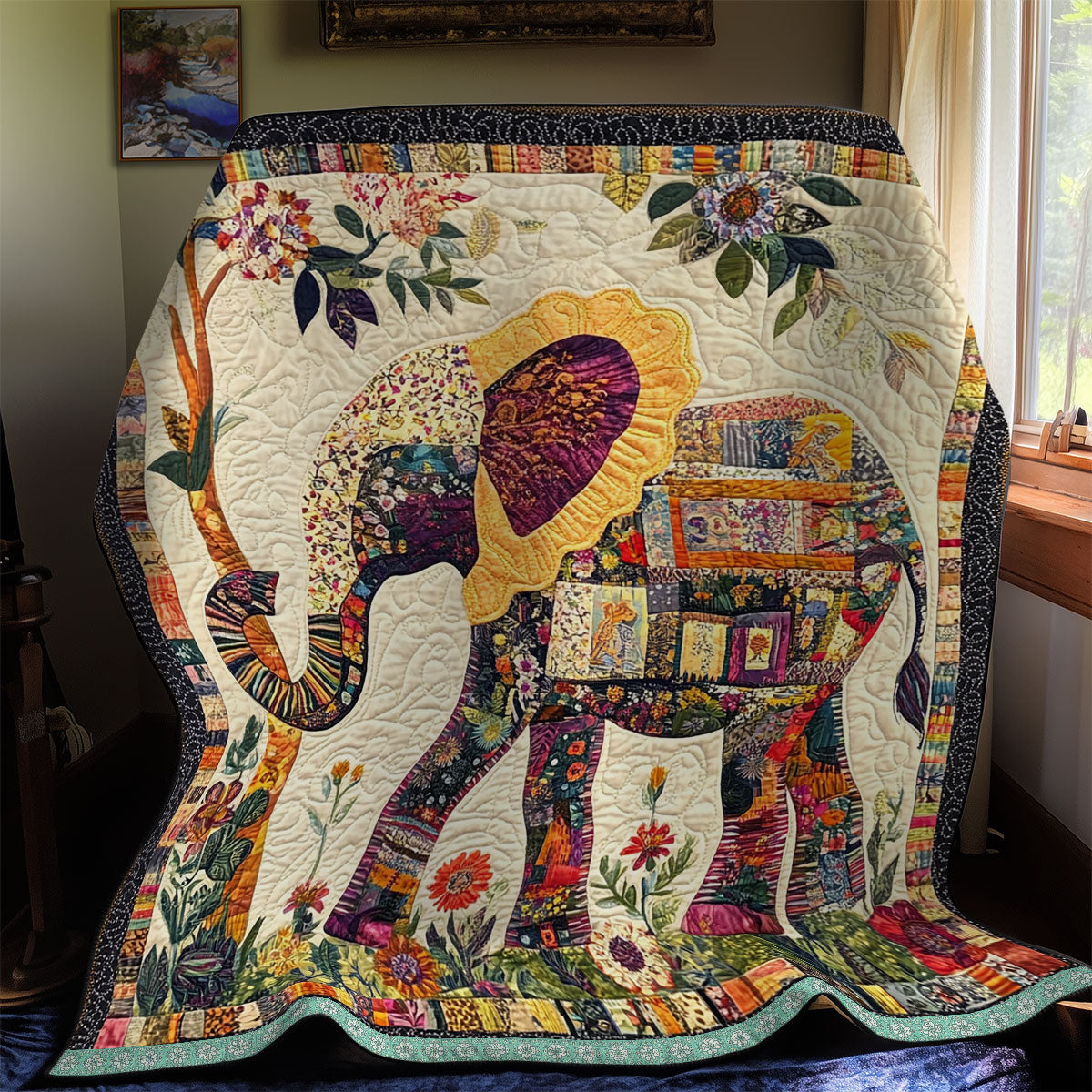 Elephant Patchwork WX1212022CL Quilt