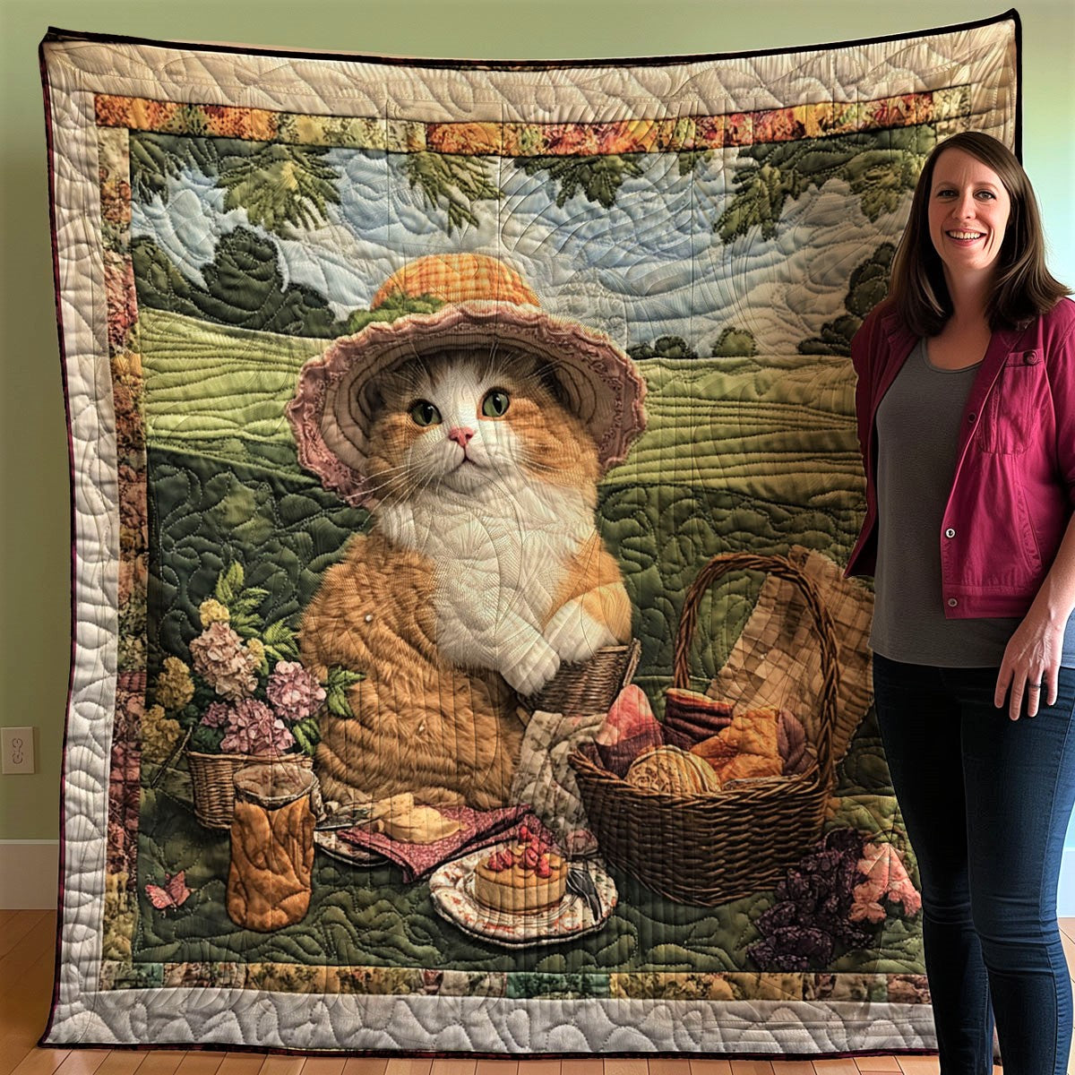 Cat Go Picnic XB2802002CL Quilt