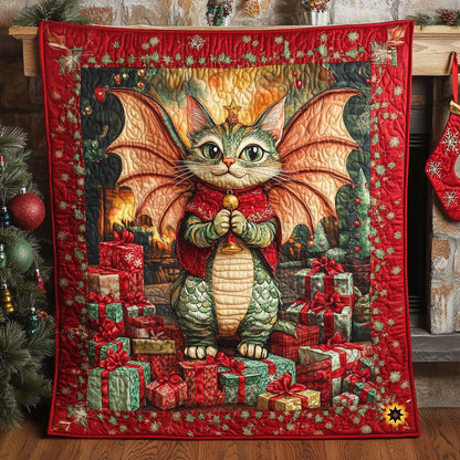 Christmas Dragon Cat WY1811059CL Quilt