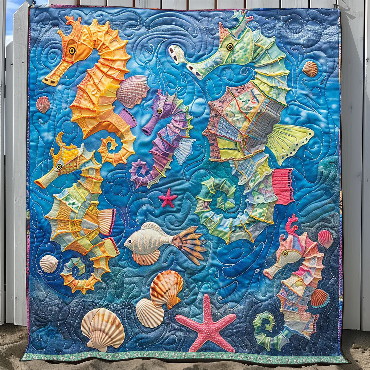 Seahorse Parade WP0409042CL Quilt