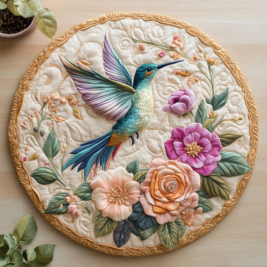 Hummingbird Flower CW3006024CL Quilted Round Mat
