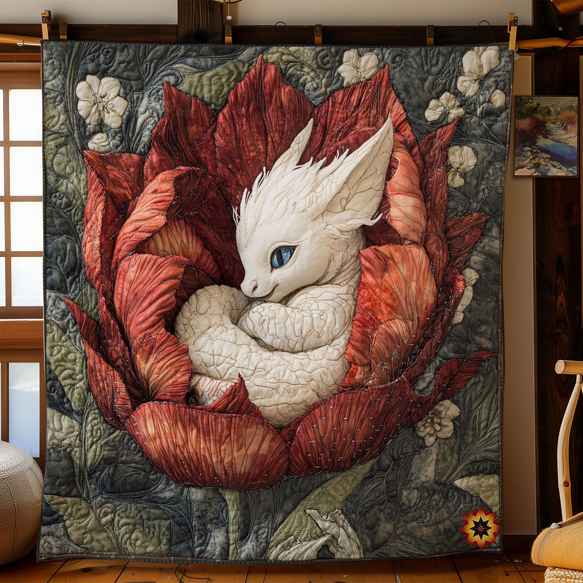 Baby Dragon In Flower WY1112001CL Quilt