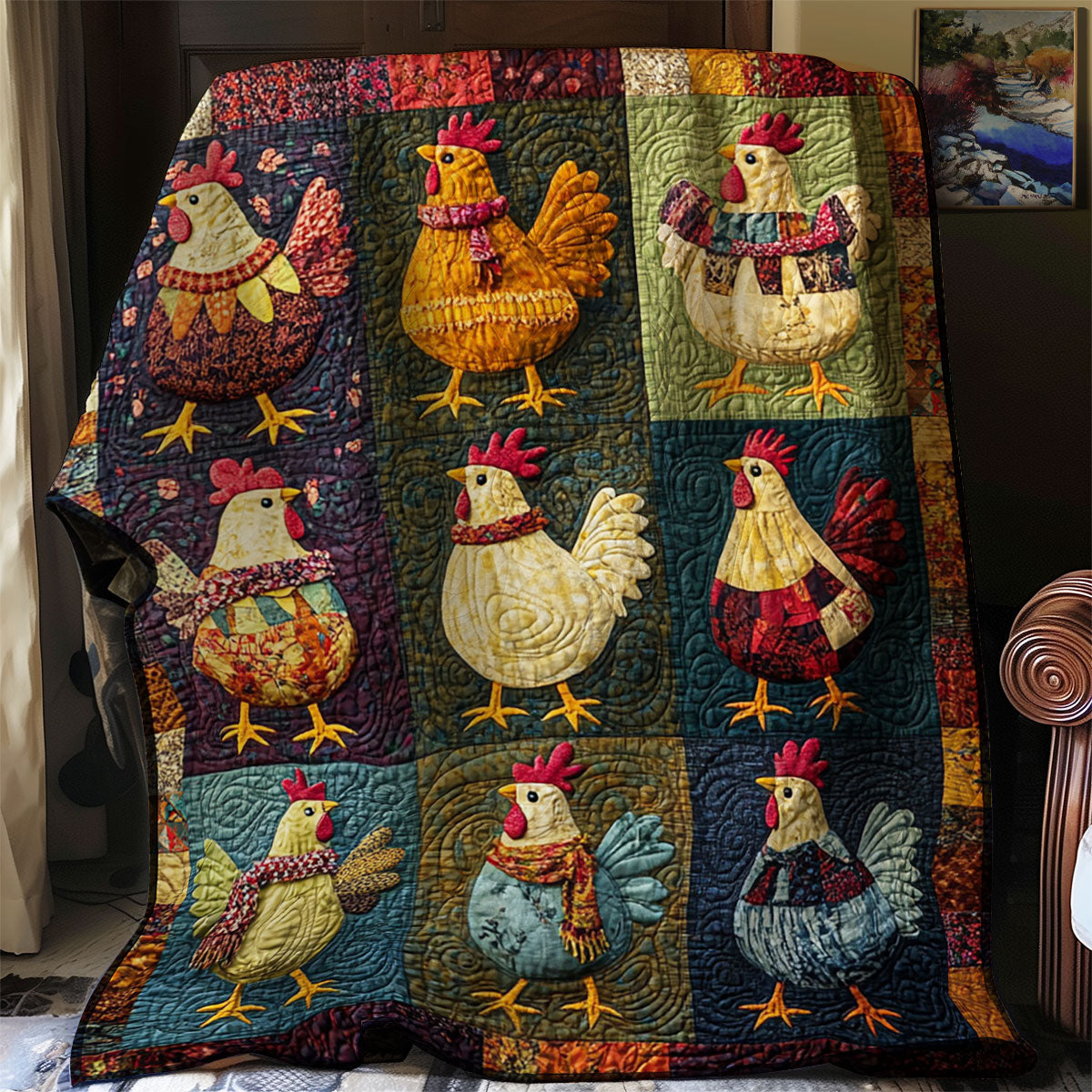 Patchwork Chicken WJ1912031CL Quilt