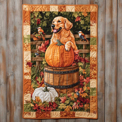 Golden Retriever's Pumpkin Fun WN2709082CL Quilted Table Runner