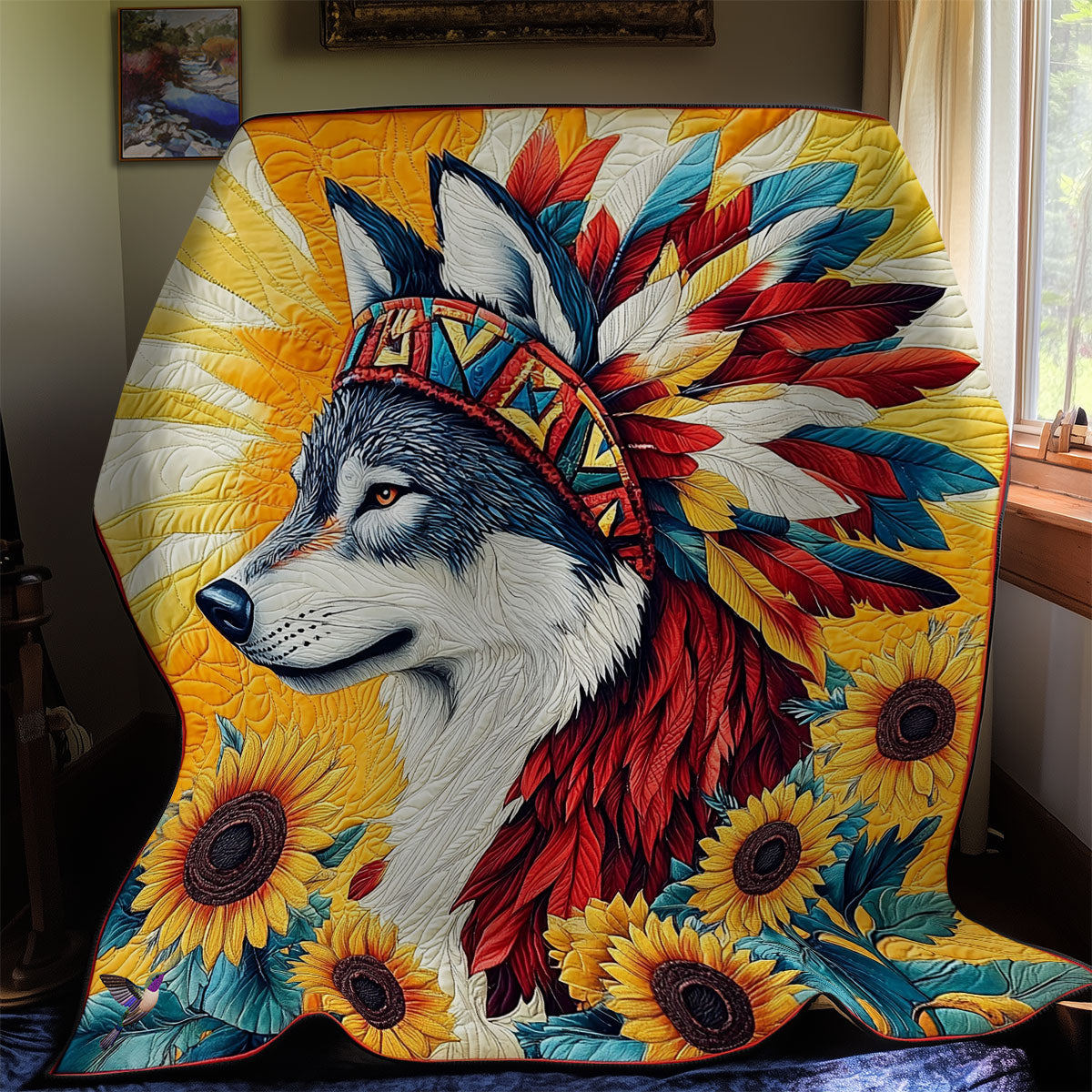 Native American Wolf WY0911021CL Quilt
