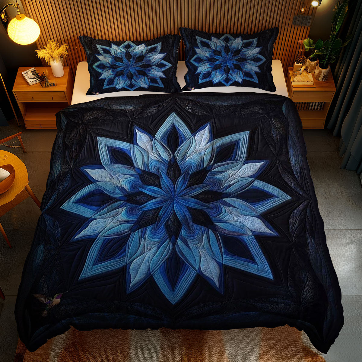 Native Blue Flower Bliss WN1010142CL Duvet Cover Set