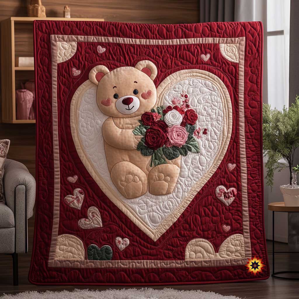 Cute Heart Teddy WP1012007CL Quilt