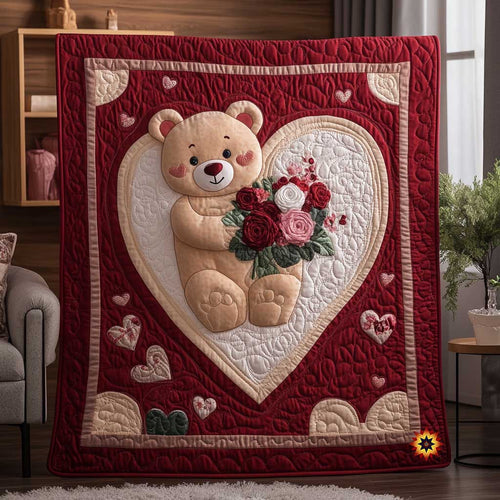 Cute Heart Teddy WP1012007CL Quilt