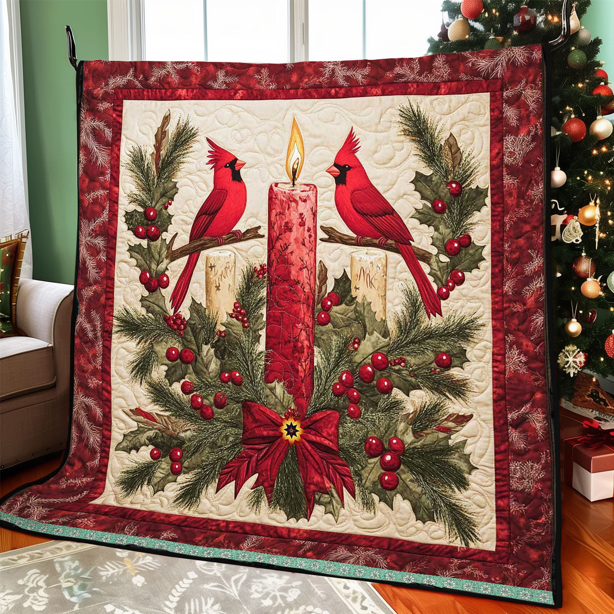 Cardinal Christmas Candle WP1211033CL Quilt
