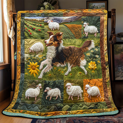 Border Collie Sheep Field WP0609008CL Quilt