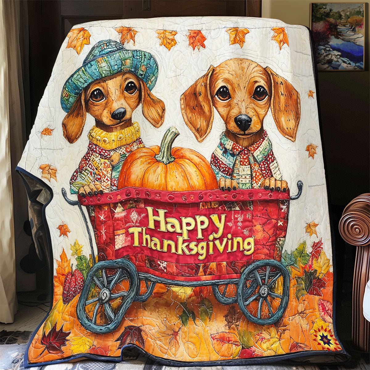 Dachshund Thanksgiving WY1911098CL Quilt