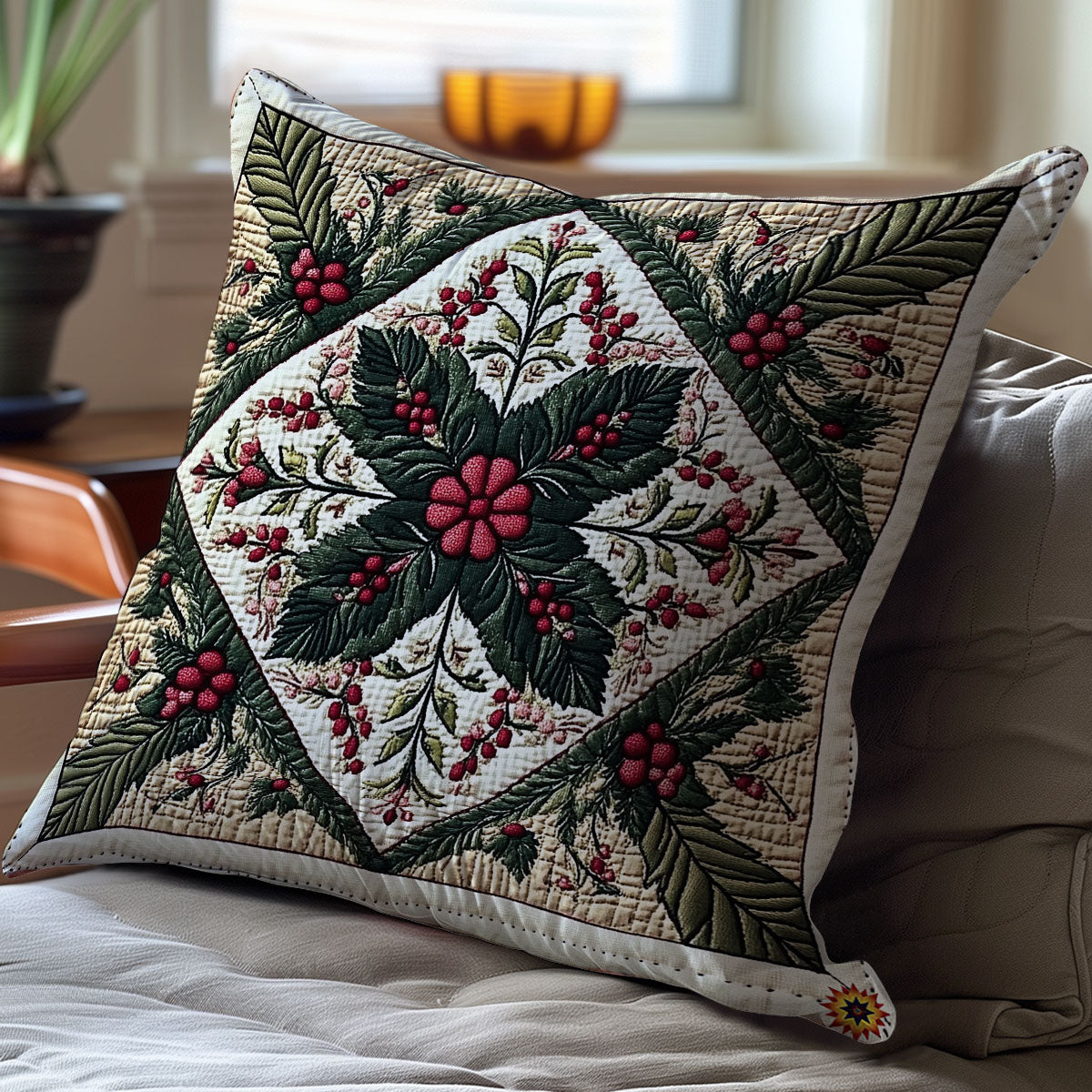 Christmas Flower Symmetrical Pattern WY0911043CL Quilt Pillow Case