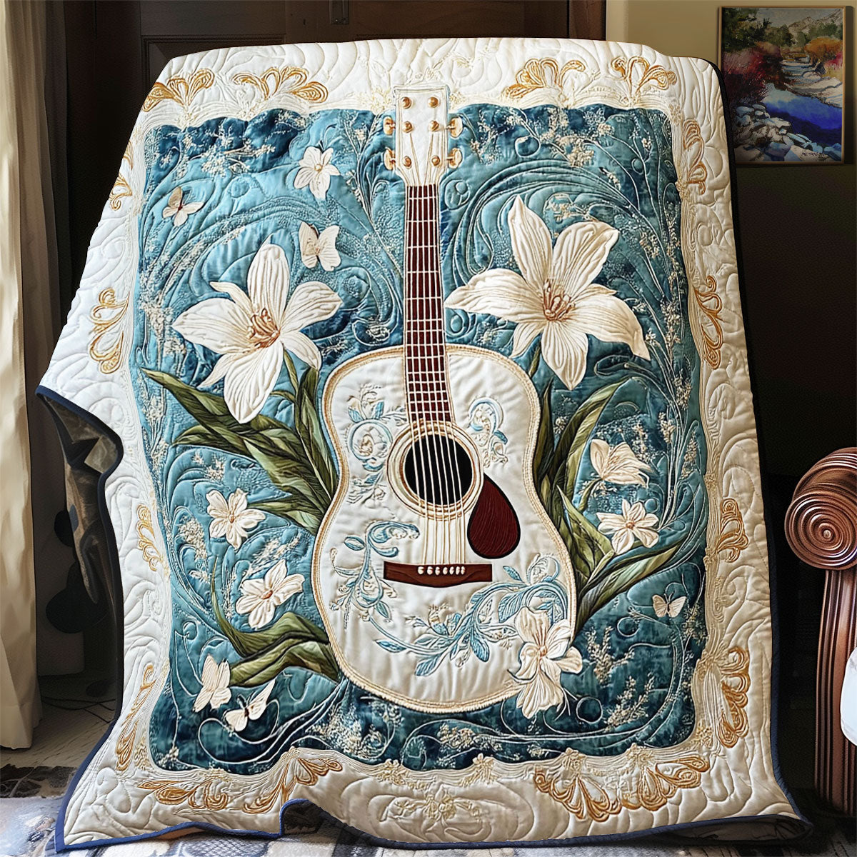 Lilies And Guitar WY2312037CL Quilt