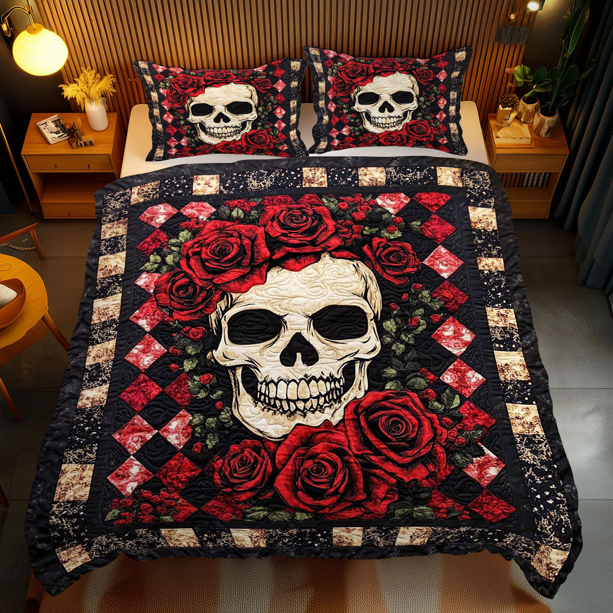 Red Roses Skull WJ2609024CL Duvet Cover Set