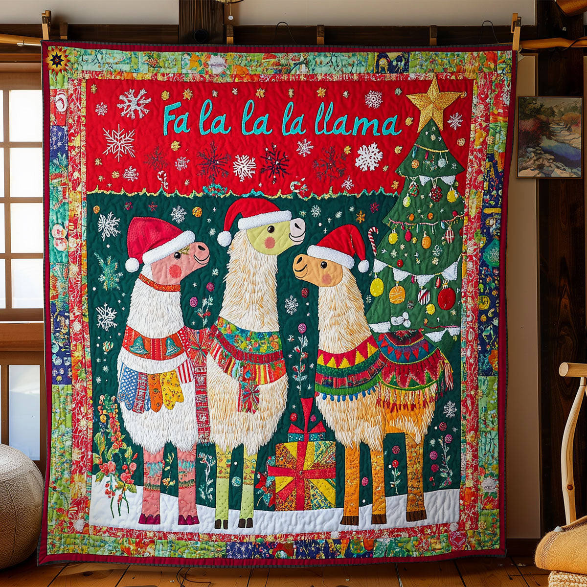 Christmas Llama WY1811032CL Quilt