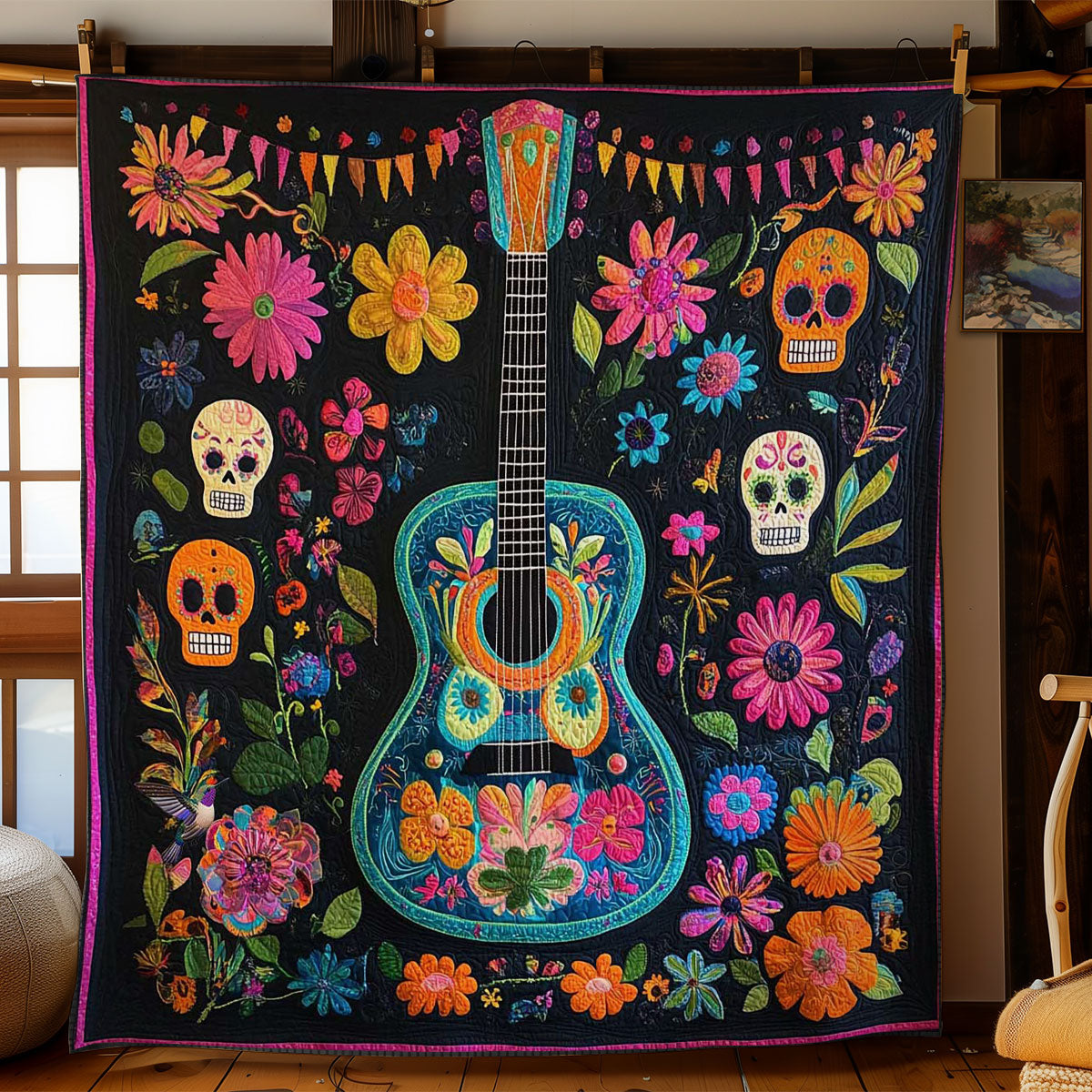 Cultural Guitar Bloom WN1311032CL Quilt
