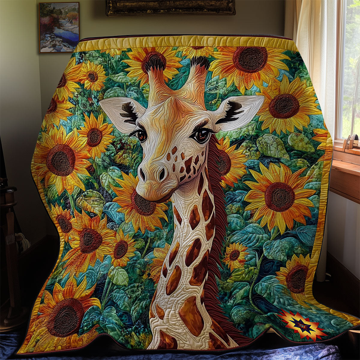 Sunflower Giraffe WY1112021CL Quilt