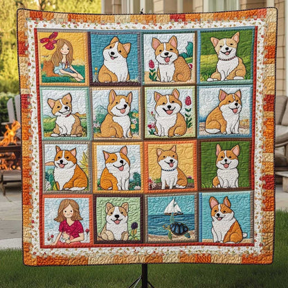 Dog And Girl Sunset WN1010084CL Quilt