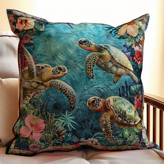 Turtle In Flower Ocean WY2701055CL Quilt Pillow Case