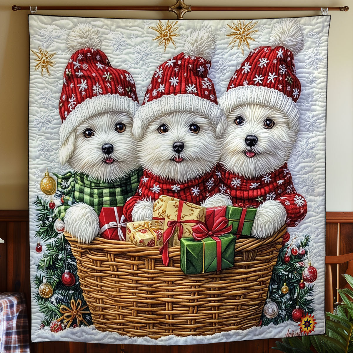 Basket Of Dog WY0411036CL Quilt