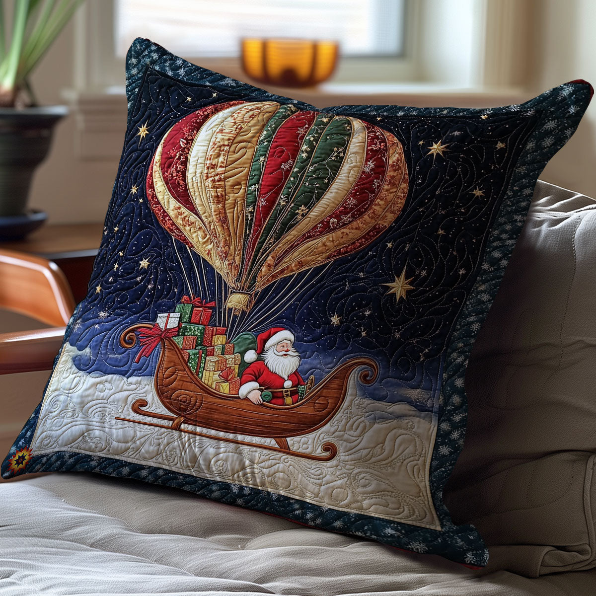 Xmas Hot Air Balloon WY0312115CL Quilt Pillow Case