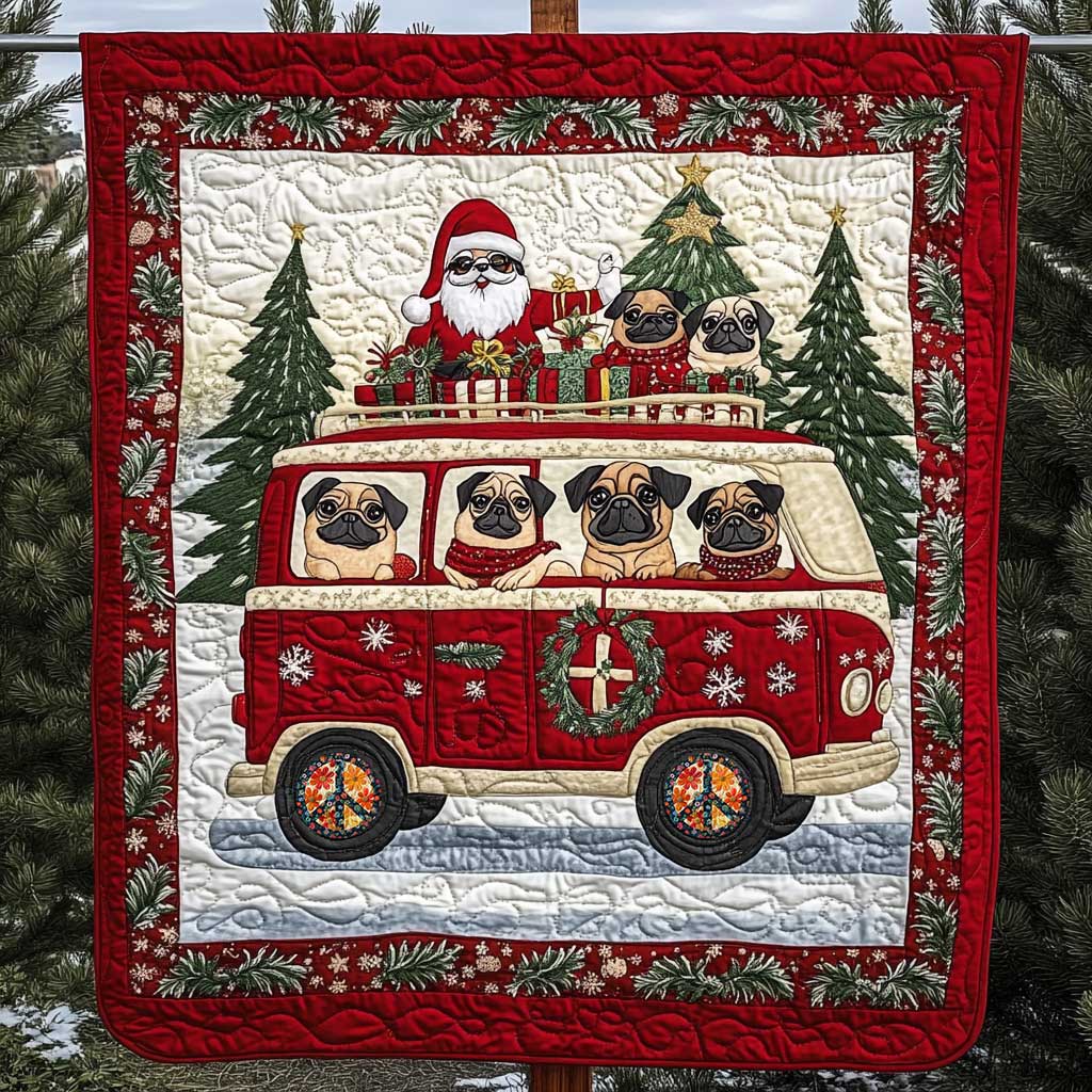 Pug Christmas Journey WN0110013CL Quilt